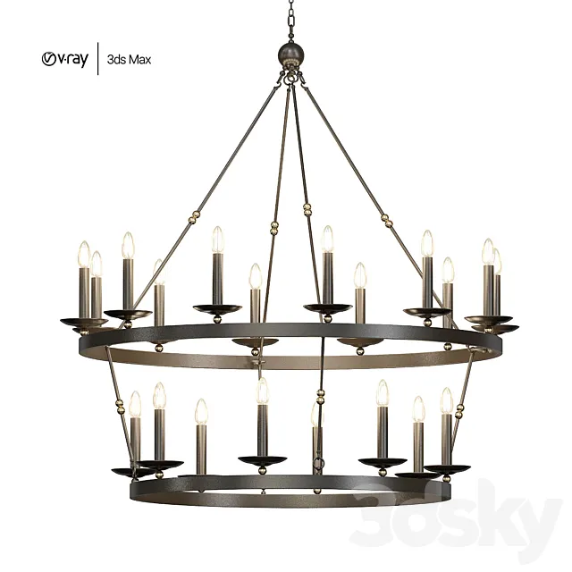 Hudson_Valley_Allendale_Double_Chandelier 3D Model Hudson_Valley_Allendale_Double_Chandelier 3D Model
