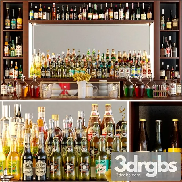 Huge bar with alcohol. pub 3D Model Download