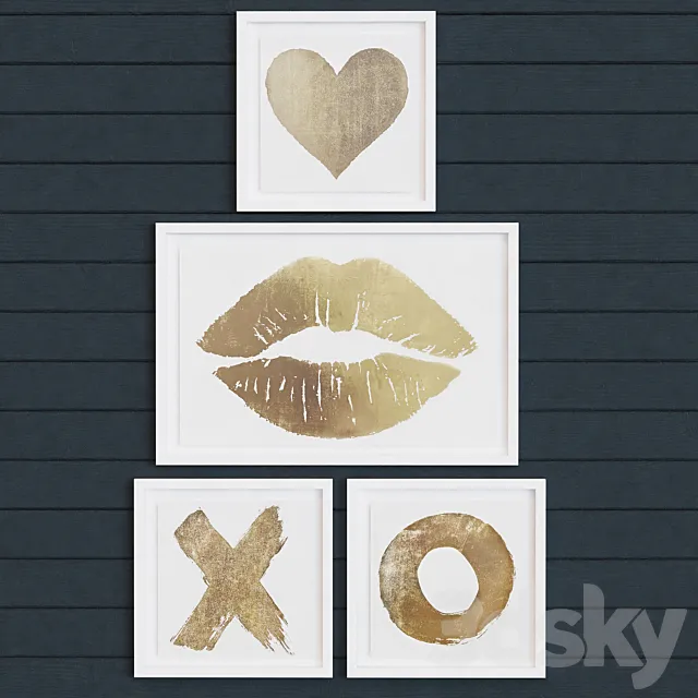 HUGS & KISSES METALLIC FOIL ART 3D Model HUGS & KISSES METALLIC FOIL ART 3D Model