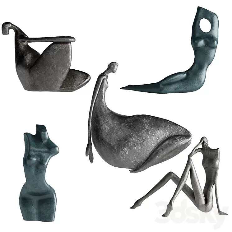 Human Abstract Sculptures 7 3D Model Free Download