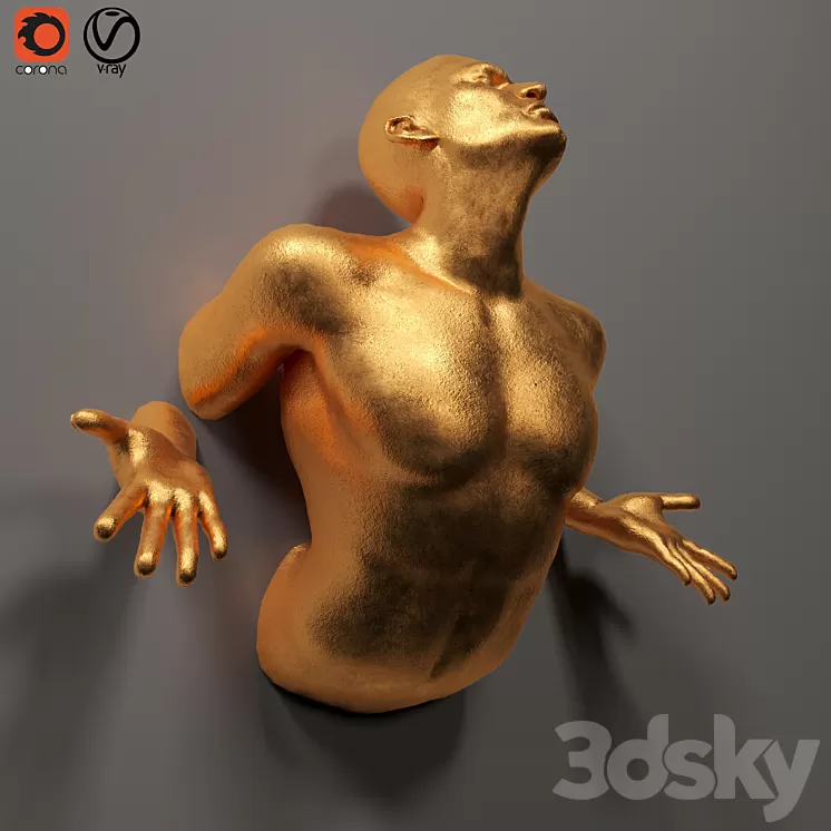 human sculpture_wall art_01 3D Model Free Download