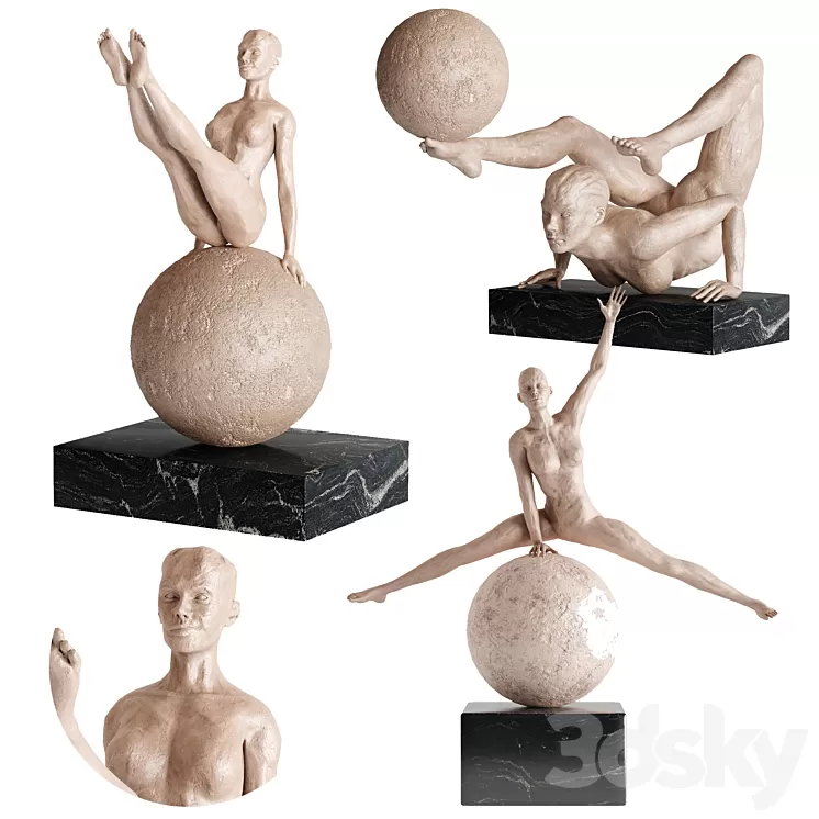 Human Sculptures 12(Girls With Balls) 3D Model Free Download