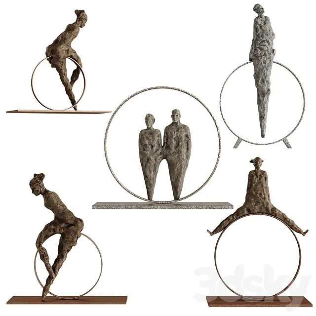 Human Sculptures 15 in circles 3D Model Human Sculptures 15 in circles 3D Model
