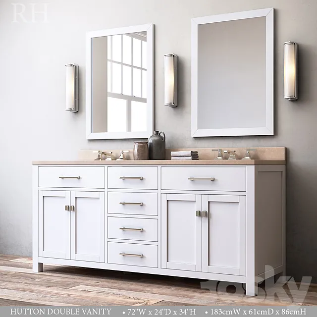 HUTTON DOUBLE VANITY 3D Model HUTTON DOUBLE VANITY 3D Model
