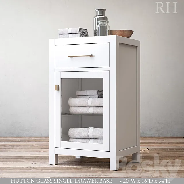 HUTTON GLASS SINGLE-DRAWER BASE 3DModel HUTTON GLASS SINGLE-DRAWER BASE 3DModel