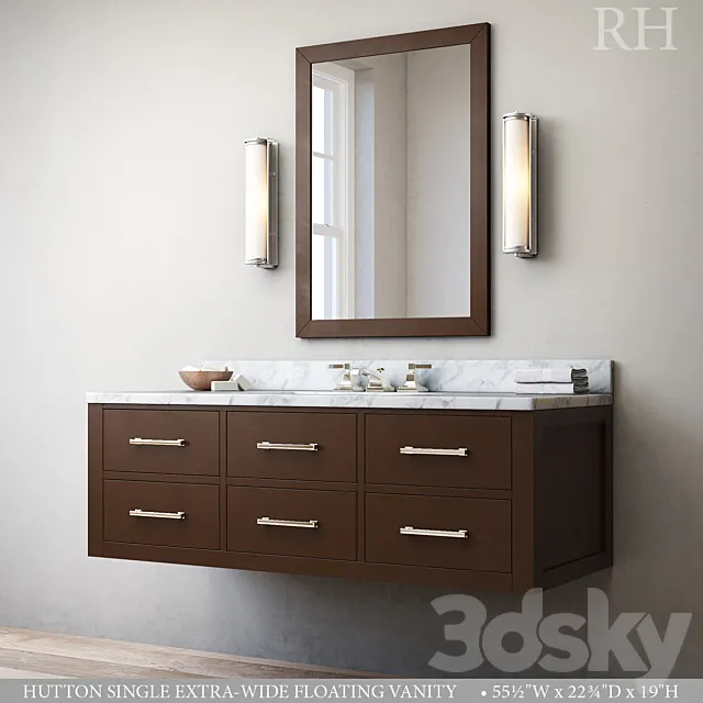 HUTTON SINGLE EXTRA-WIDE FLOATING VANITY 3D Model HUTTON SINGLE EXTRA-WIDE FLOATING VANITY 3D Model