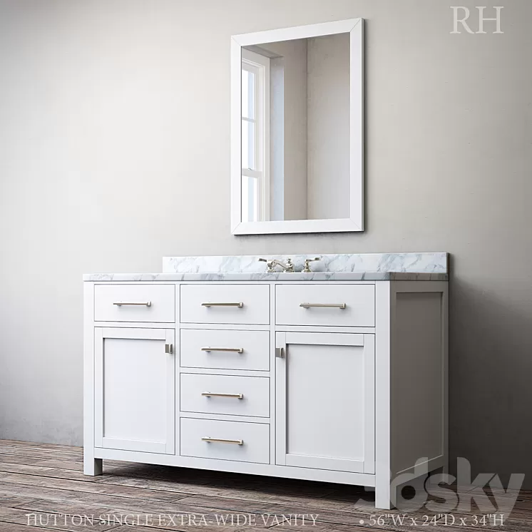 HUTTON SINGLE EXTRA-WIDE VANITY 3D Model HUTTON SINGLE EXTRA-WIDE VANITY 3D Model