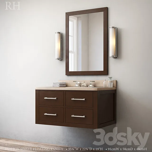 HUTTON SINGLE FLOATING VANITY Espresso 3D Model HUTTON SINGLE FLOATING VANITY Espresso 3D Model