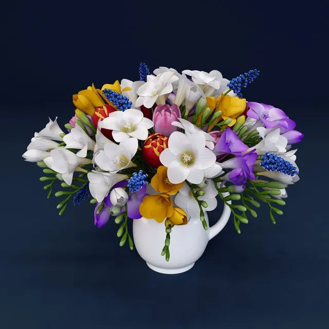 Hyacinth Freesia tulips 3D Model Hyacinth Freesia tulips 3D Model