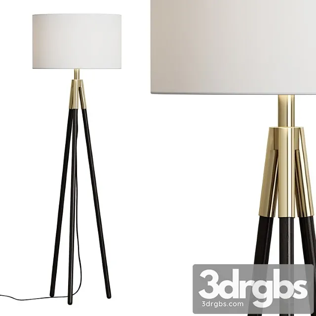 Hyde brass and bronze metal tripod floor lamp 3D Model Download