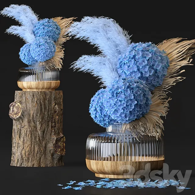 Hydrangea Flower Set-06 3D Model Hydrangea Flower Set-06 3D Model