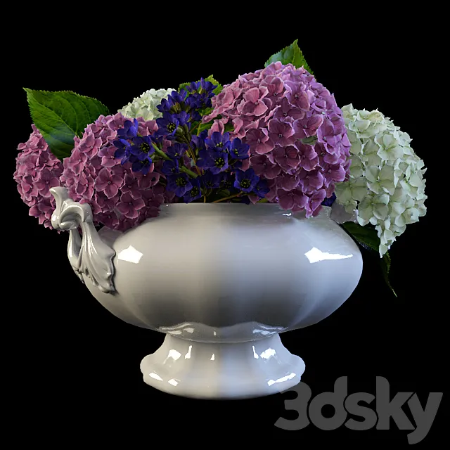 Hydrangea in a vase 3D Model Hydrangea in a vase 3D Model
