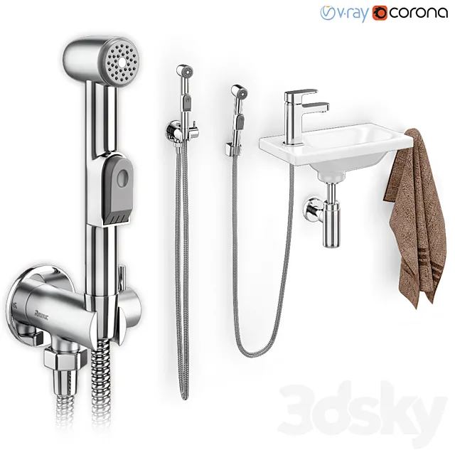 Hygienic shower with washbasin Ravak 3DModel