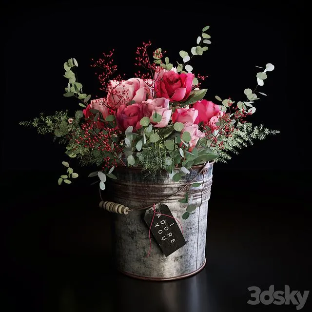 I ADORE YOU plants roses bouquet flowers 3D Model I ADORE YOU plants roses bouquet flowers 3D Model