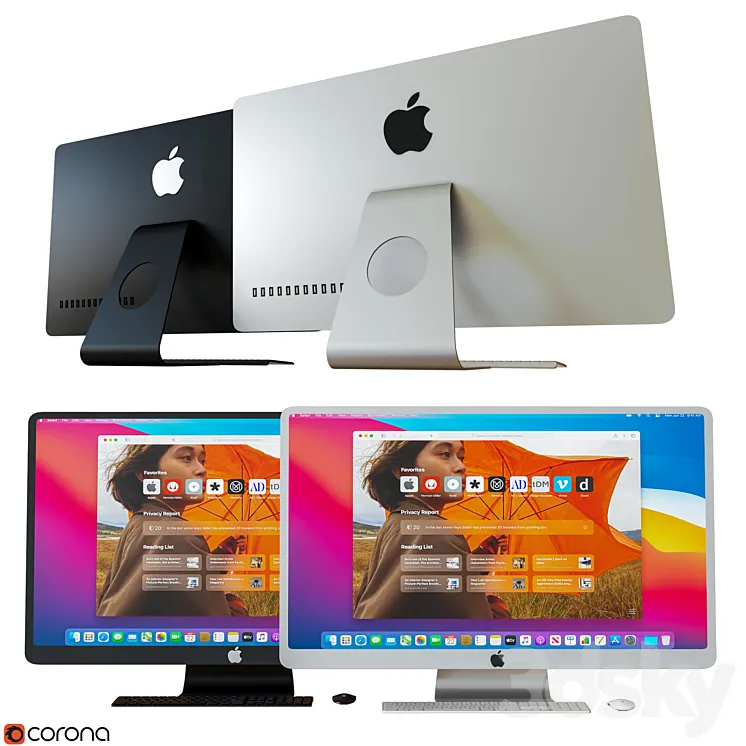 I Mac 2021 2 Color 3D Model Free Download