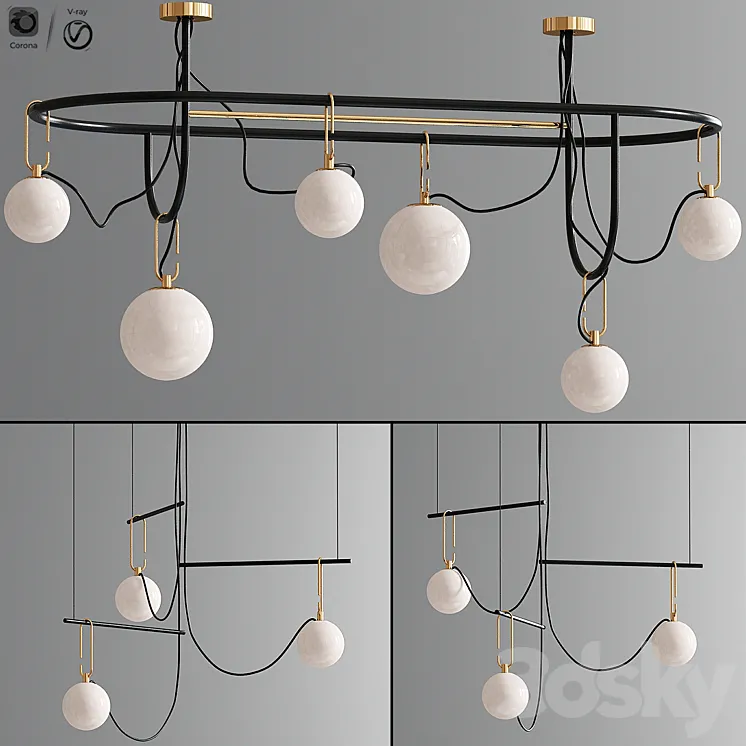Ic Flos Hanging Pendant Lamp Set 3D Model Free Download