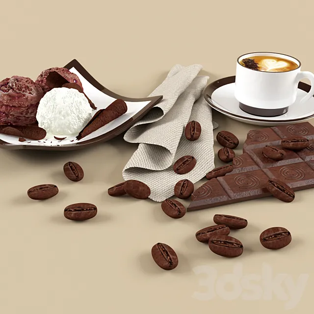 Ice cream. coffee. chocolate 3DModel Ice cream. coffee. chocolate 3DModel
