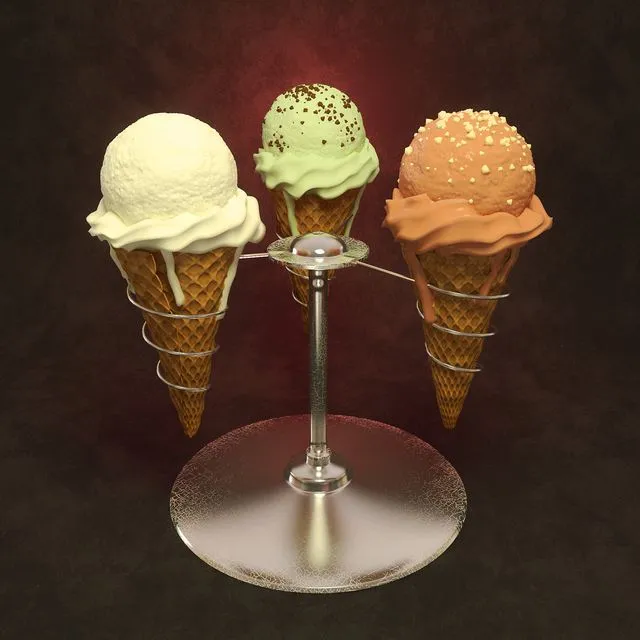 Ice-cream with a stand 3D Model