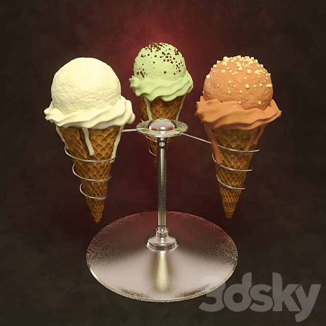 Ice cream with Stand 3D Model Ice cream with Stand 3D Model