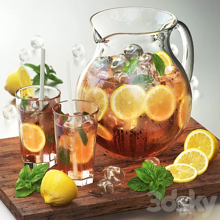 Iced tea with lemon 3D Model