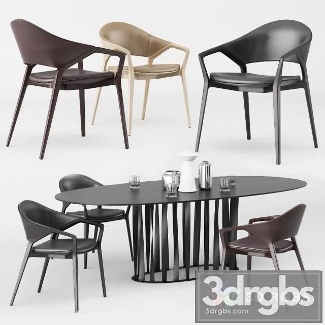 Ico Cassina Table and Chair 3D Model Download