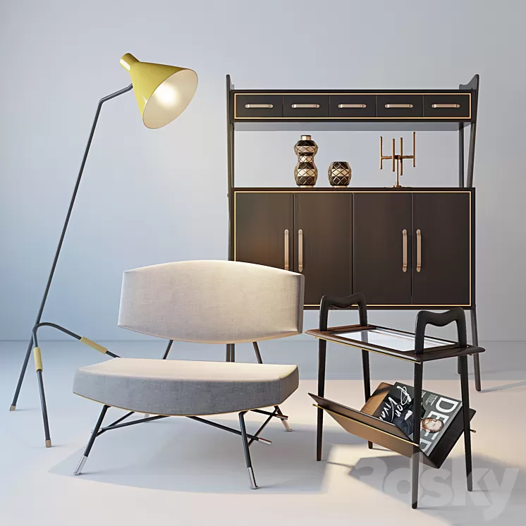 Ico Parisi set 3D Model Ico Parisi set 3D Model