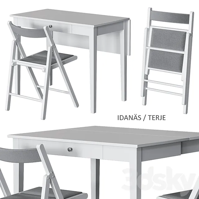 IDANÄS _ TERJE IKEA table and chairs 3D Model