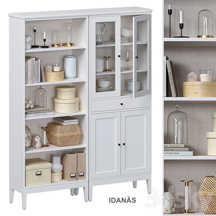 Idanäs Ikea Open cabinet with glass doors 3D Model Free Download