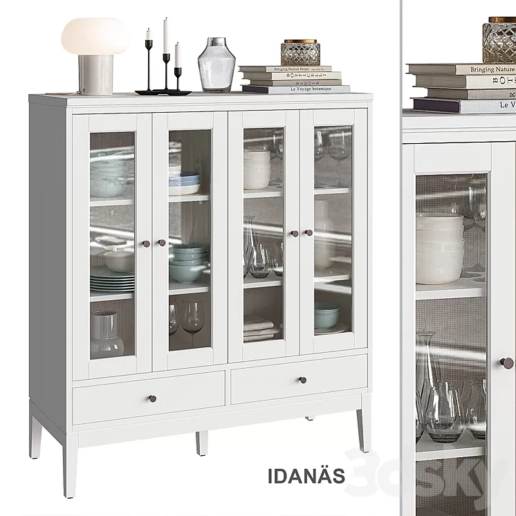 Idanäs Ikea Wardrobe with Folded Glass Doors 3D Model Free Download