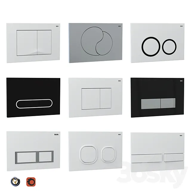 IDDIS flush buttons for installation (9 pcs.) 3D Model IDDIS flush buttons for installation (9 pcs.) 3D Model
