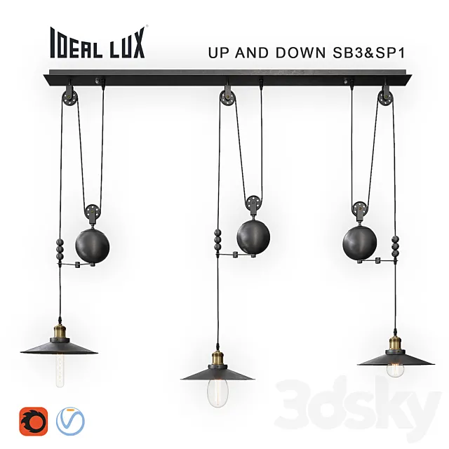Ideal Lux Up and Down SB3 & SP1 3D Model