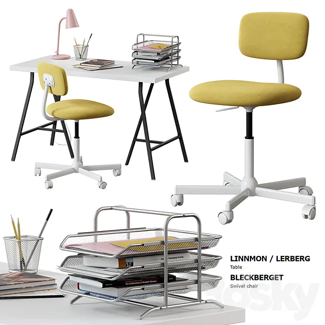 Ikea _ Linnmon – Lerberg Table + Bleckberget Chair 3DModel Ikea _ Linnmon – Lerberg Table + Bleckberget Chair 3DModel