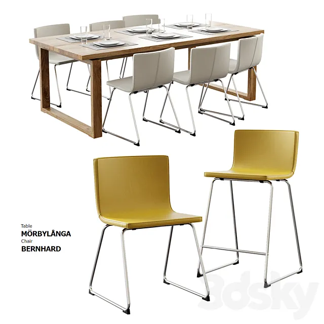 Ikea _ Morbylanga Table + Bernhard Chair 3DModel