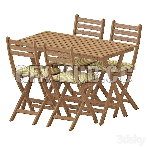 IKEA ASKHOLMEN Table And Chairs 3D Model IKEA ASKHOLMEN Table And Chairs 3D Model