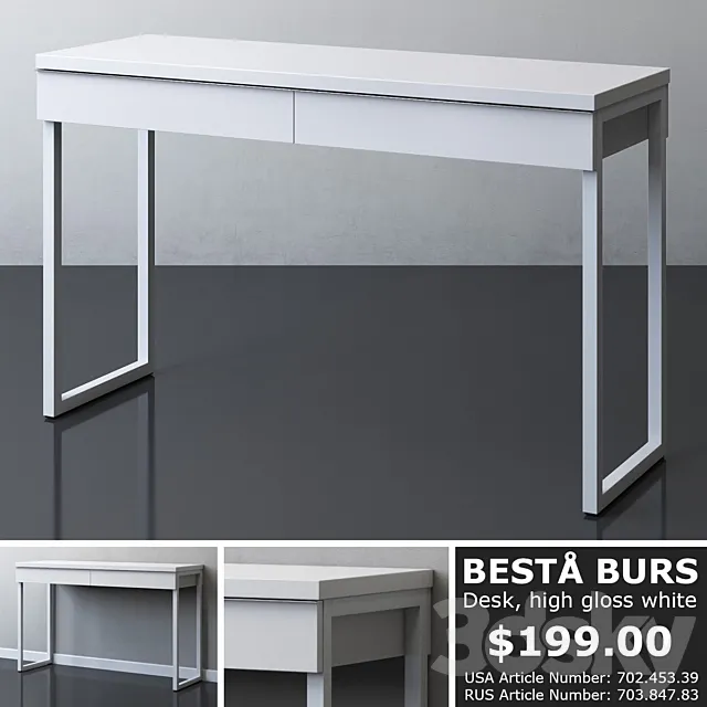 IKEA BESTA BURS Desk 3D Model IKEA BESTA BURS Desk 3D Model