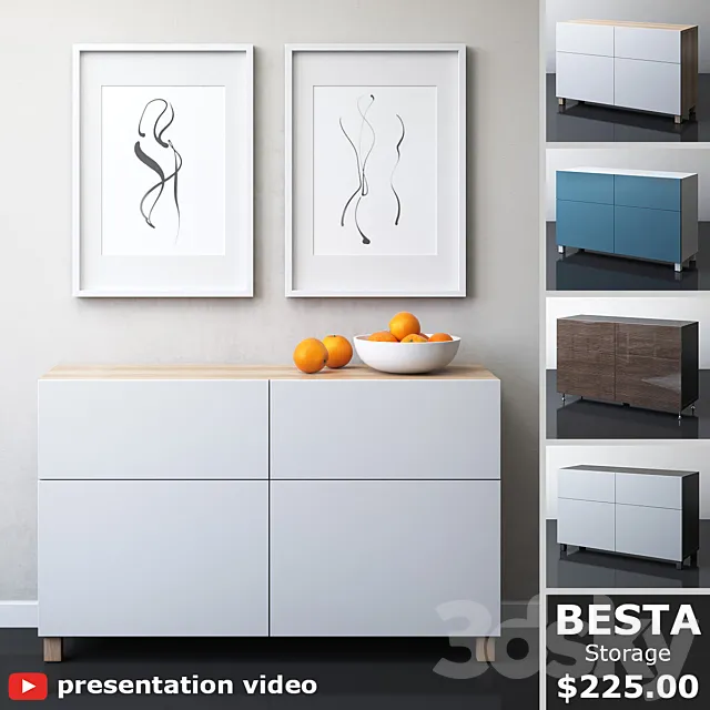 IKEA BESTA Storage combination with doors and drawers 3D Model IKEA BESTA Storage combination with doors and drawers 3D Model