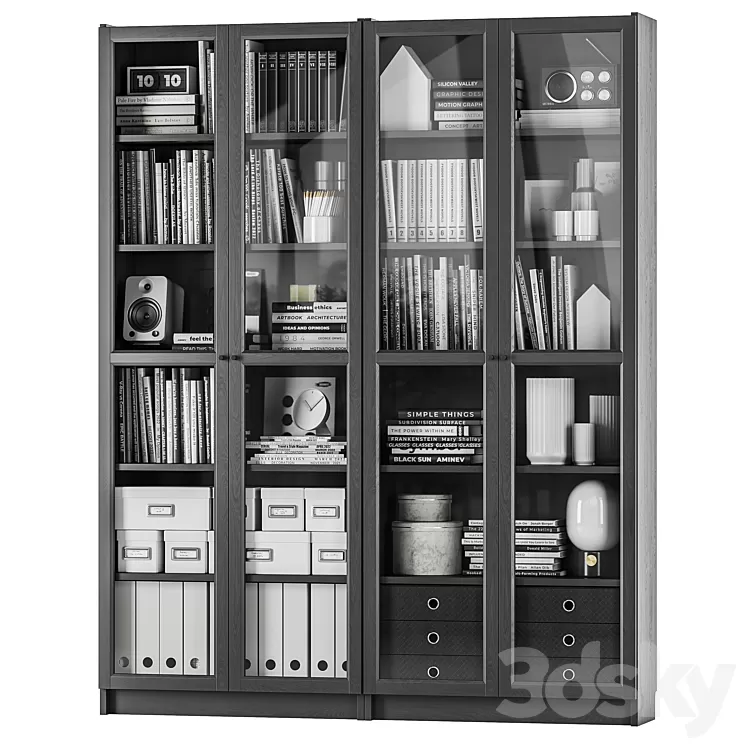 IKEA BILLY BILLY \/ OXBERG OXBERG Bookcase 3D Model Free Download