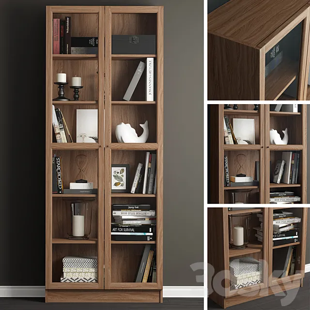 Ikea Billy Bookcase _ Oksberg. 3D Model Ikea Billy Bookcase _ Oksberg. 3D Model
