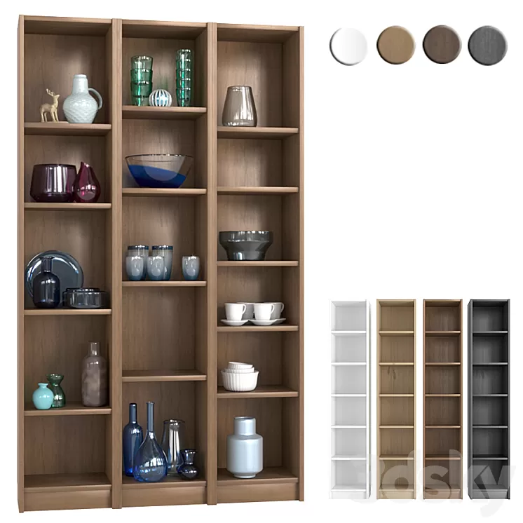 IKEA BILLY Shelving unit with decorative elements 3D Model IKEA BILLY Shelving unit with decorative elements 3D Model