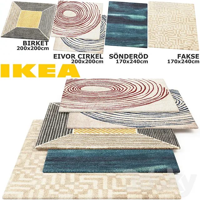 IKEA BIRKET EIVOR CIRKEL SONDEROD FAKSE RUG SET 3D Model IKEA BIRKET EIVOR CIRKEL SONDEROD FAKSE RUG SET 3D Model
