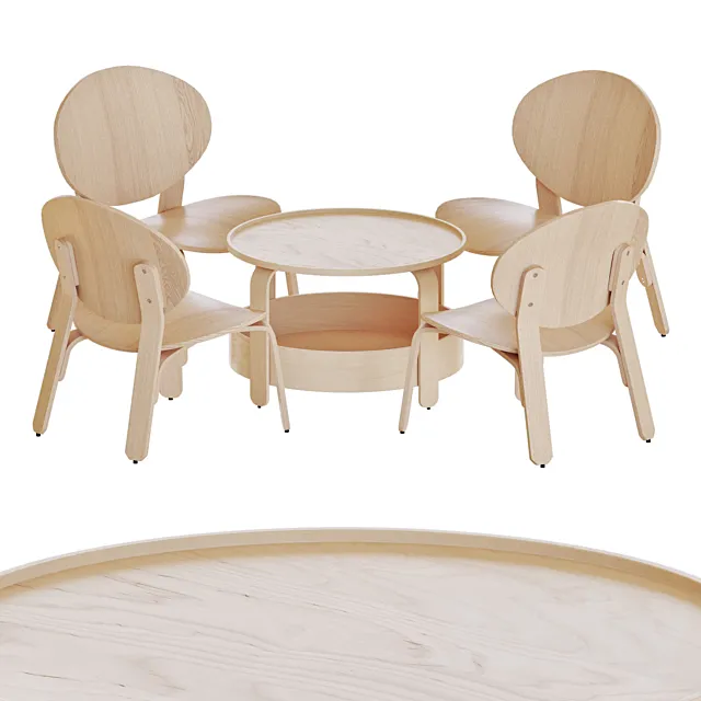 IKEA BORGEBY Table And Chairs 3D Model