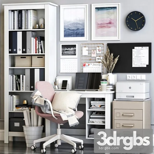 IKEA Brusali Office Workplace With Langfiall Chair 3D Model Download