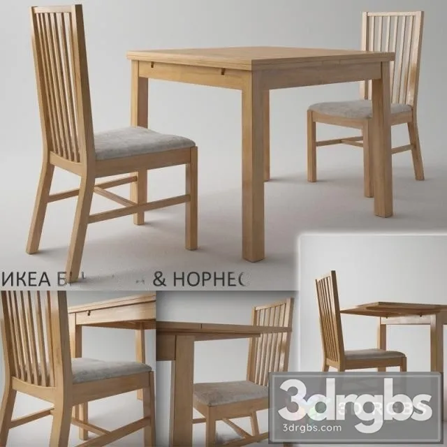 Ikea Bursta Table and Chair 3D Model Download