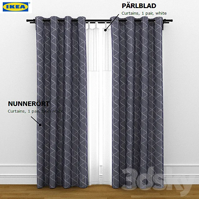 ikea curtain nunnerort and parlblad 3D Model ikea curtain nunnerort and parlblad 3D Model
