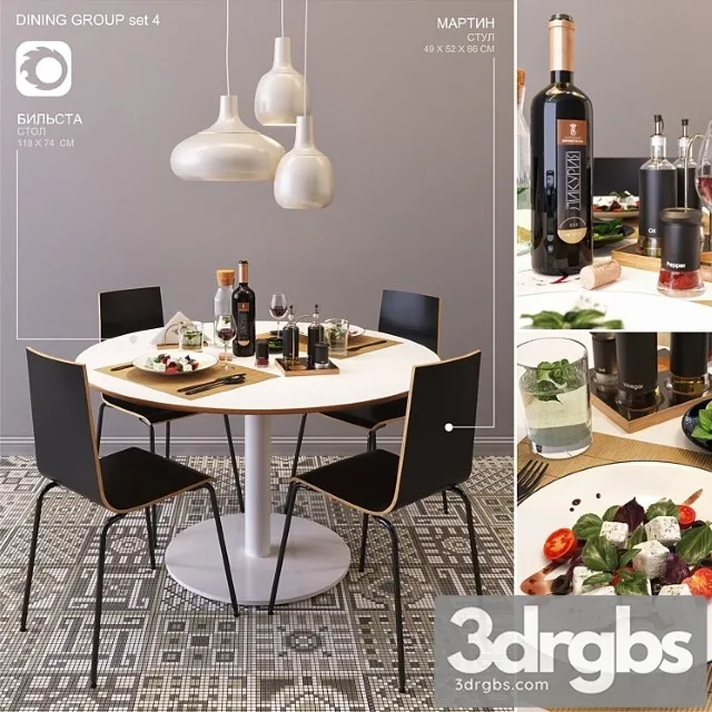 Ikea Dining group Set4 2 3D Model Download