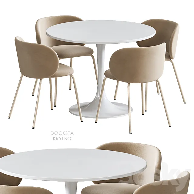 IKEA DOCKSTA KRYLBO table and chairs 3D Model