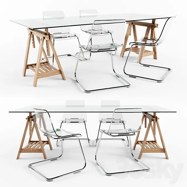 Ikea Finnvard Table With Tobias Chair 3DModel