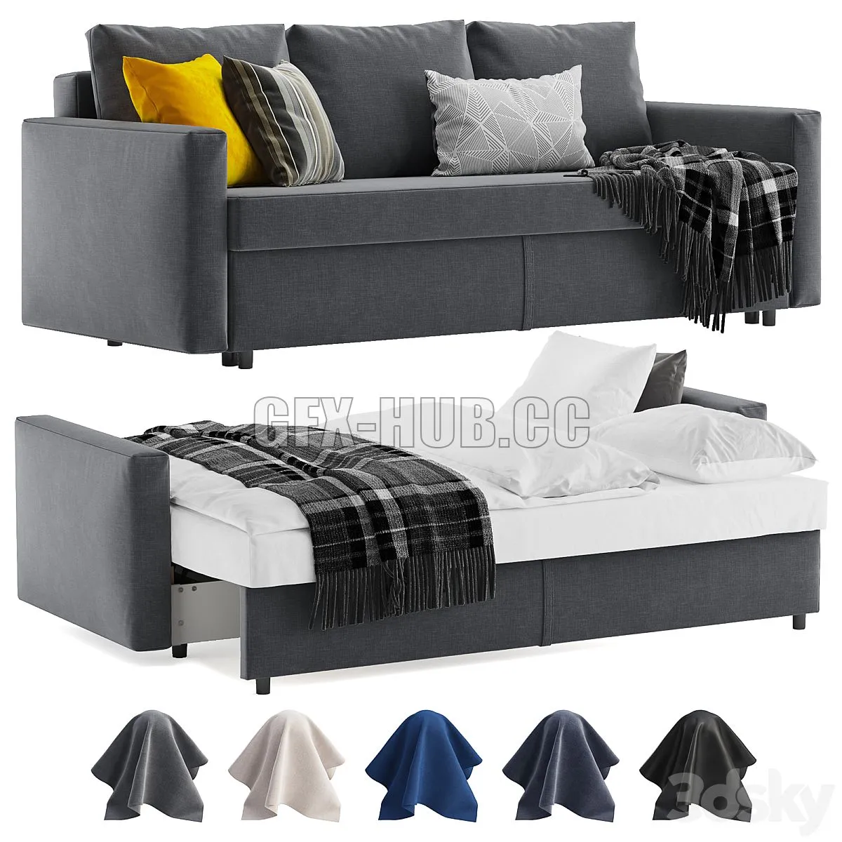 Ikea Friheten sleeper sofa 3 seats 3D Model Ikea Friheten sleeper sofa 3 seats 3D Model