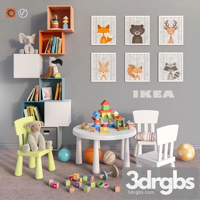 Ikea Furniture Accessories Decor and Toys Set 4 3D Model Download