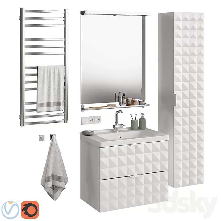 Ikea Godmorgon set 4 3D Model Ikea Godmorgon set 4 3D Model